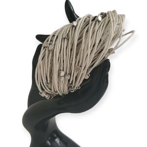 Waxed Cord Strands with Silver Metal Beads & Hardware Bracelet